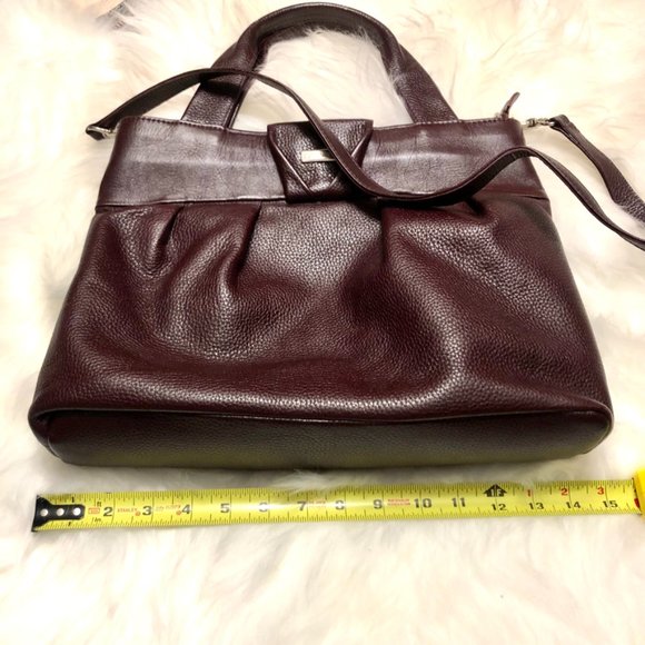 Women Mashad  Pebbled Leather burgundy satchel - Picture 6 of 6